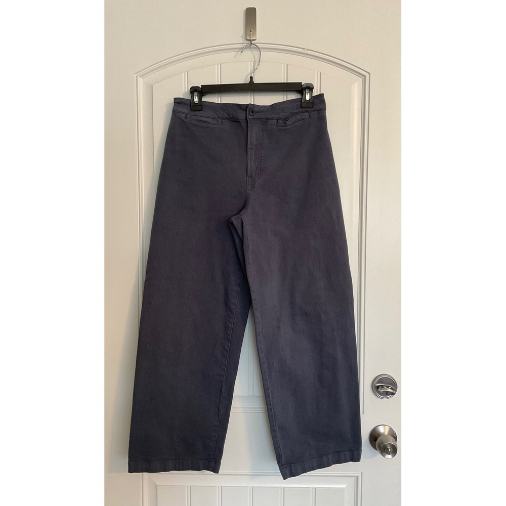 Madewell Women's Dark Blue Gray Emmett Wide Leg Crop Twill Relaxed Pants Size 28